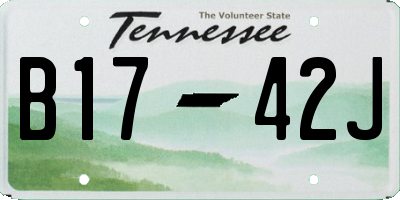 TN license plate B1742J