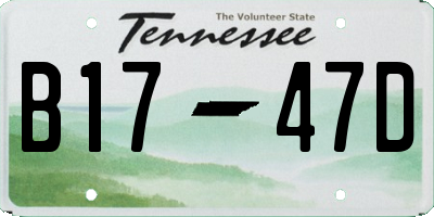 TN license plate B1747D