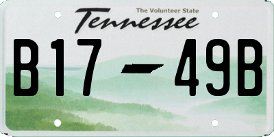 TN license plate B1749B