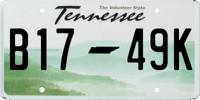 TN license plate B1749K