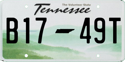 TN license plate B1749T