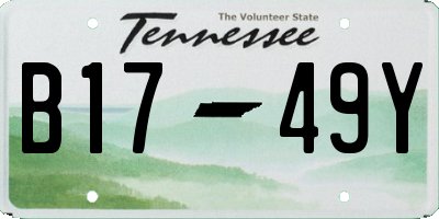 TN license plate B1749Y