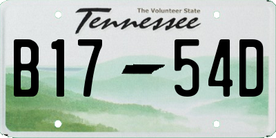 TN license plate B1754D
