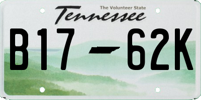 TN license plate B1762K