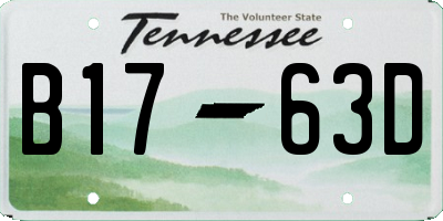 TN license plate B1763D