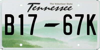 TN license plate B1767K