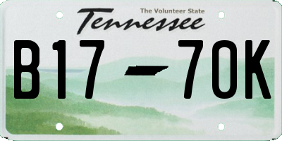 TN license plate B1770K
