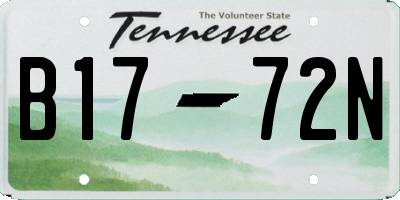 TN license plate B1772N
