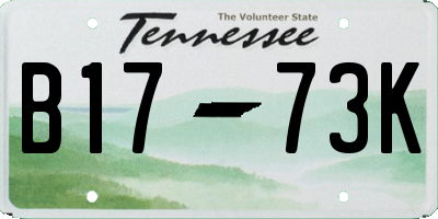 TN license plate B1773K