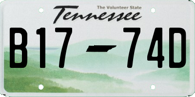 TN license plate B1774D
