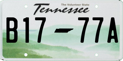 TN license plate B1777A