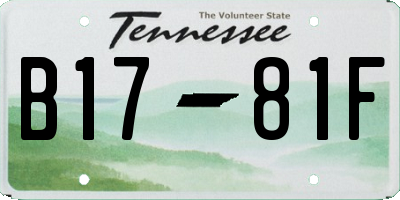 TN license plate B1781F