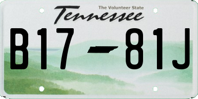 TN license plate B1781J