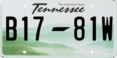 TN license plate B1781W