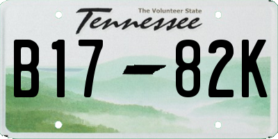 TN license plate B1782K
