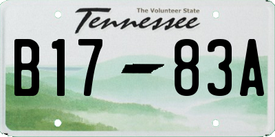 TN license plate B1783A