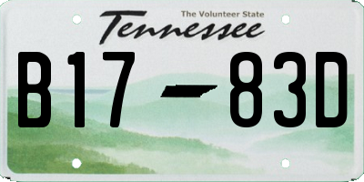 TN license plate B1783D