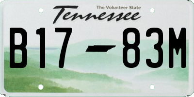 TN license plate B1783M