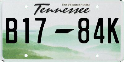 TN license plate B1784K