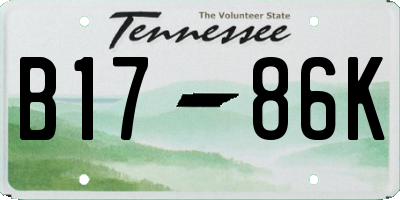 TN license plate B1786K