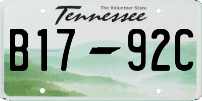 TN license plate B1792C