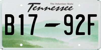 TN license plate B1792F