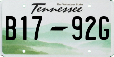 TN license plate B1792G