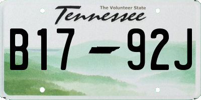 TN license plate B1792J