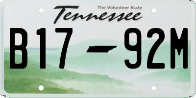 TN license plate B1792M