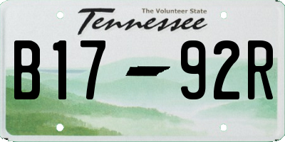 TN license plate B1792R