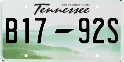 TN license plate B1792S