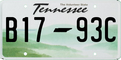 TN license plate B1793C