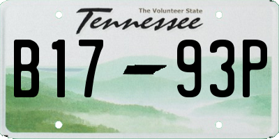 TN license plate B1793P