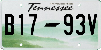 TN license plate B1793V