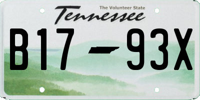 TN license plate B1793X