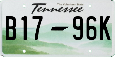 TN license plate B1796K