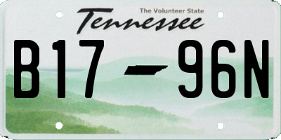 TN license plate B1796N
