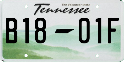 TN license plate B1801F