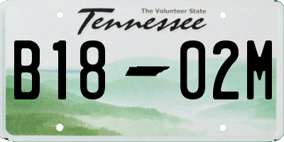 TN license plate B1802M