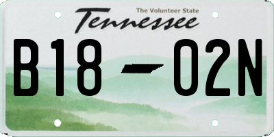 TN license plate B1802N