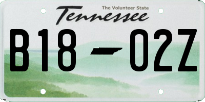TN license plate B1802Z