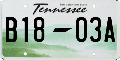 TN license plate B1803A