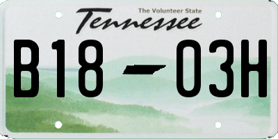 TN license plate B1803H