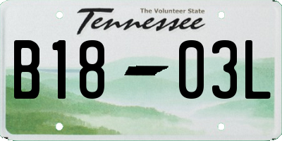 TN license plate B1803L