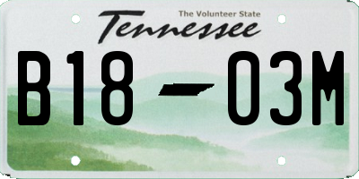 TN license plate B1803M