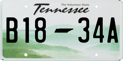 TN license plate B1834A