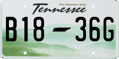 TN license plate B1836G