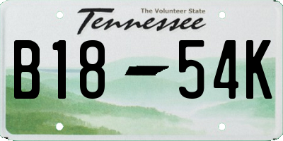 TN license plate B1854K