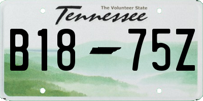 TN license plate B1875Z