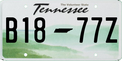 TN license plate B1877Z